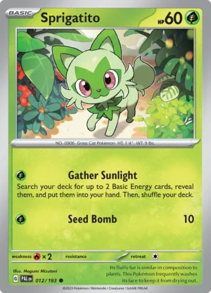 Pokémon TCG SV2: Paldea Evolved 012/193 Sprigatito Common Ungraded