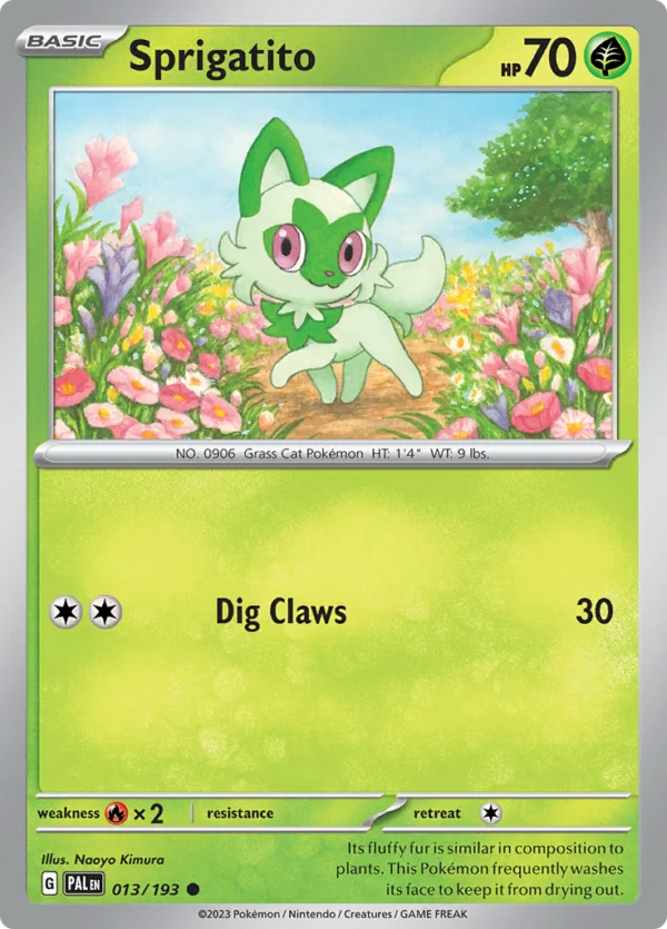 Pokémon TCG SV2: Paldea Evolved 013/193 Sprigatito Common Ungraded