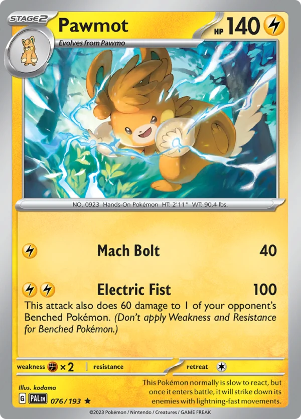 Pokémon TCG SV2: Paldea Evolved 076/193 Pawmot Rare Ungraded