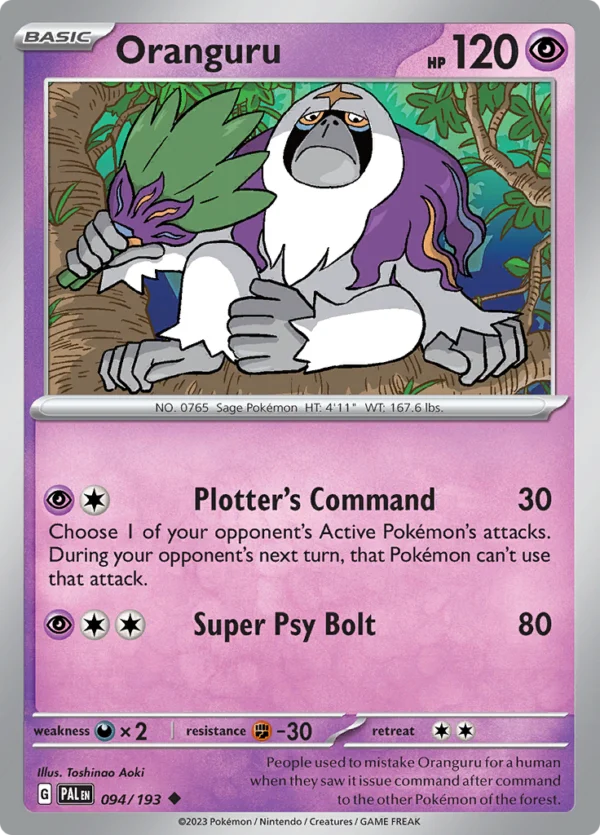 Pokémon TCG SV2: Paldea Evolved 094/193 Oranguru Uncommon Ungraded