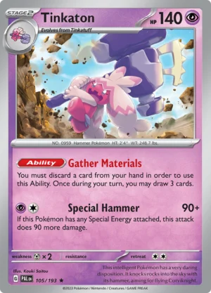 Pokémon TCG SV2: Paldea Evolved 105/193 Tinkaton Rare Ungraded