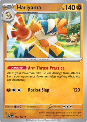 Pokémon TCG SV2: Paldea Evolved 113/193 Hariyama Rare Ungraded