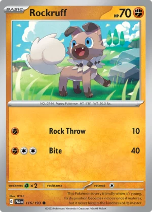 Pokémon TCG SV2: Paldea Evolved 116/193 Rockruff Common Ungraded