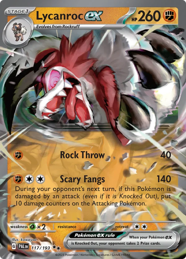 Pokémon TCG SV2: Paldea Evolved 117/193 Lycanroc ex Double Rare Ungraded