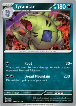 Pokémon TCG SV2: Paldea Evolved 135/193 Tyranitar Rare Ungraded