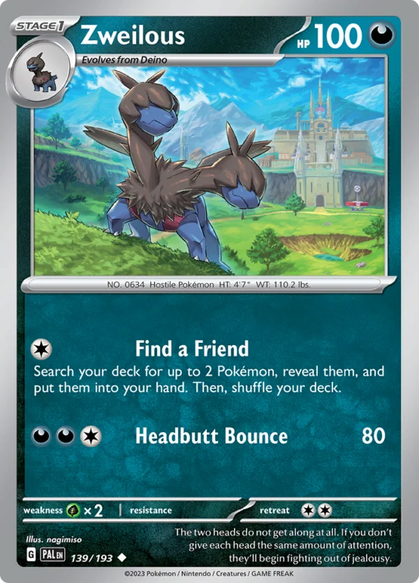 Pokémon TCG SV2: Paldea Evolved 139/193 Zweilous Uncommon Ungraded