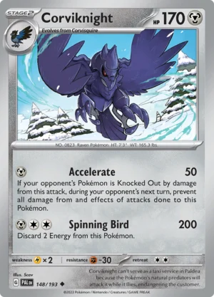 Pokémon TCG SV2: Paldea Evolved 148/193 Corviknight Uncommon Ungraded