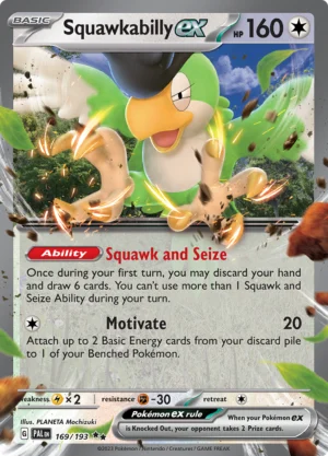 Pokémon TCG SV2: Paldea Evolved 169/193 Squawkabilly ex Double Rare Ungraded