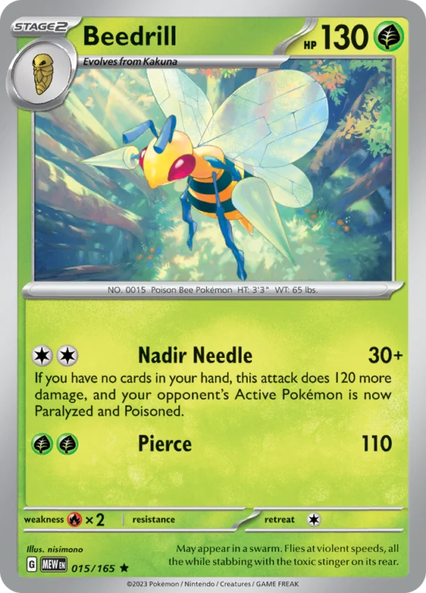 Pokémon TCG SV: Scarlet & Violet 151 015/165 Beedrill Rare Ungraded
