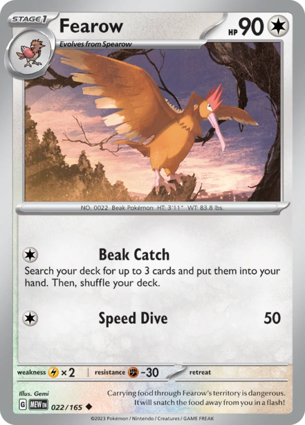 Pokémon TCG SV: Scarlet & Violet 151 022/165 Fearow Uncommon Ungraded