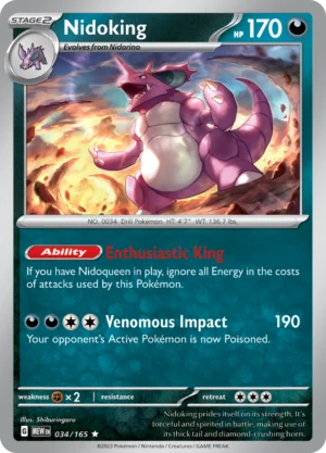 Pokémon TCG SV: Scarlet & Violet 151 034/165 Nidoking Rare Ungraded