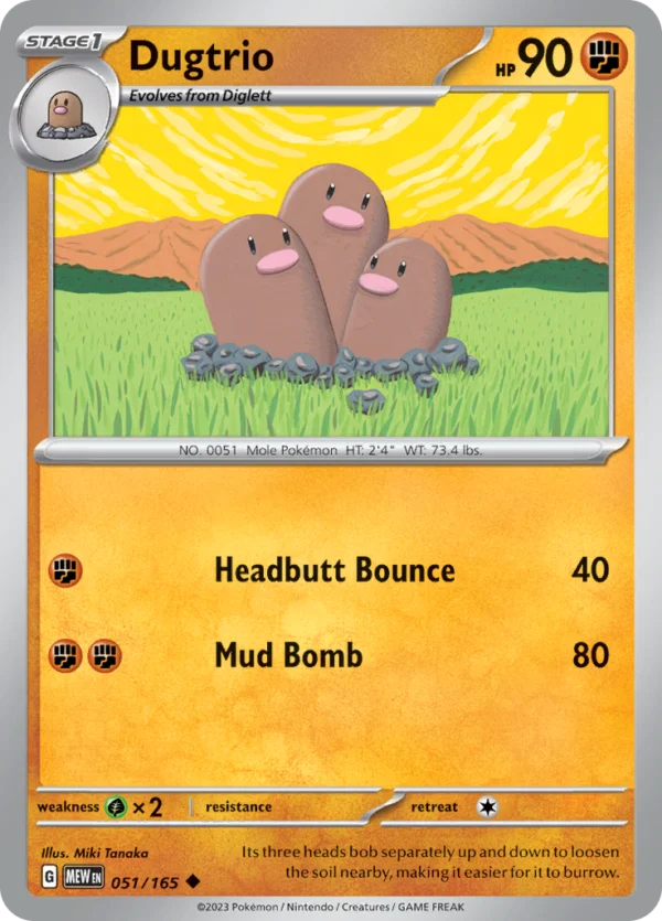 Pokémon TCG SV: Scarlet & Violet 151 051/165 Dugtrio Uncommon Ungraded