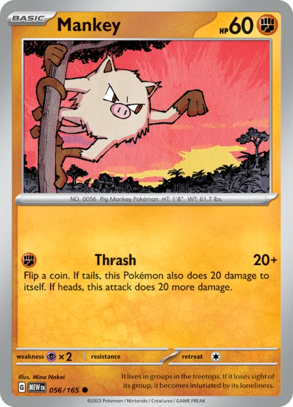 Pokémon TCG SV: Scarlet & Violet 151 056/165 Mankey Common Ungraded