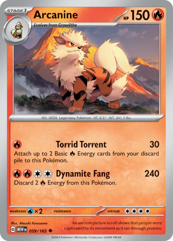 Pokémon TCG SV: Scarlet & Violet 151 059/165 Arcanine Uncommon Ungraded