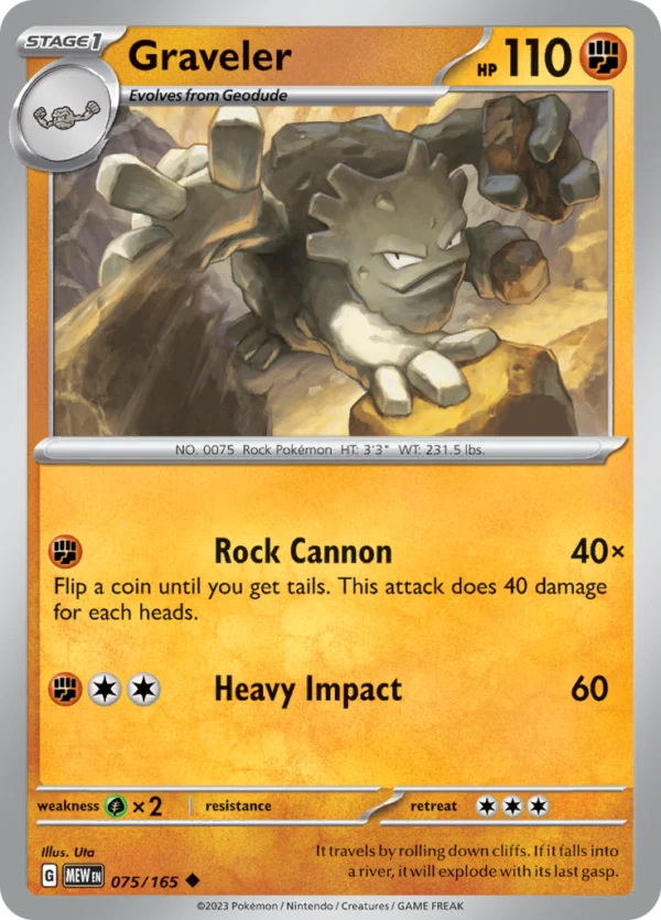 Pokémon TCG SV: Scarlet & Violet 151 075/165 Graveler Uncommon Ungraded