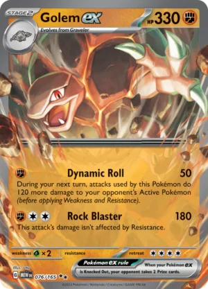 Pokémon TCG SV: Scarlet & Violet 151 076/165 Golem ex Double Rare Ungraded