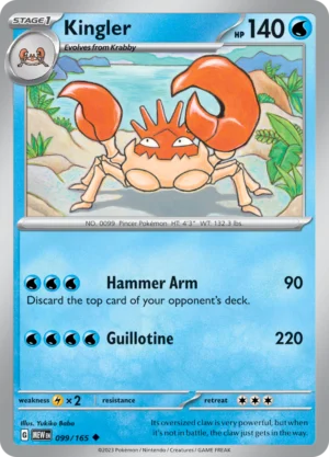 Pokémon TCG SV: Scarlet & Violet 151 099/165 Kingler Uncommon Ungraded