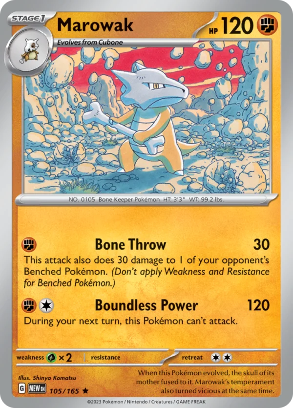 Pokémon TCG SV: Scarlet & Violet 151 105/165 Marowak Rare Ungraded