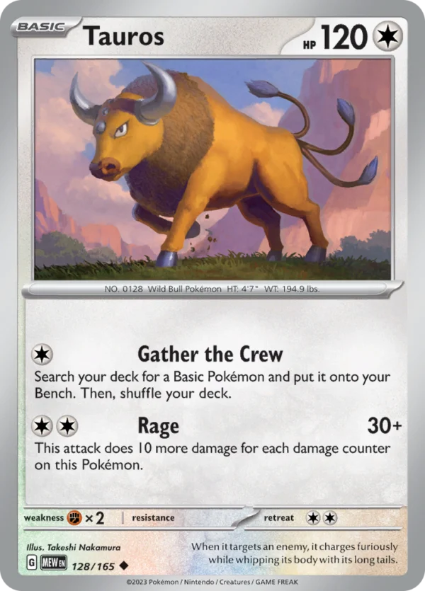 Pokémon TCG SV: Scarlet & Violet 151 128/165 Tauros Uncommon Ungraded
