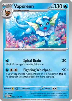 Pokémon TCG SV: Scarlet & Violet 151 134/165 Vaporeon Rare Ungraded