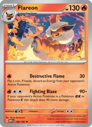 Pokémon TCG SV: Scarlet & Violet 151 136/165 Flareon Rare Ungraded