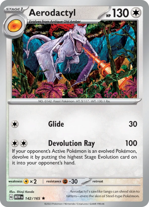 Pokémon TCG SV: Scarlet & Violet 151 142/165 Aerodactyl Rare Ungraded