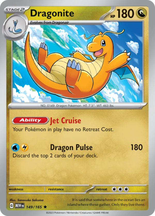Pokémon TCG SV: Scarlet & Violet 151 149/165 Dragonite Rare Ungraded