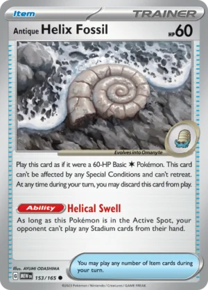 Pokémon TCG SV: Scarlet & Violet 151 153/165 Antique Helix Fossil Common Ungraded