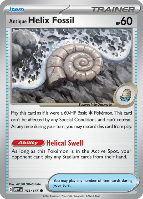 Pokémon TCG SV: Scarlet & Violet 151 153/165 Antique Helix Fossil Common Ungraded