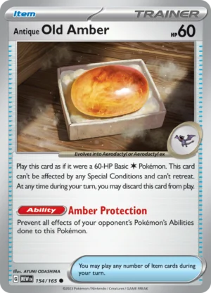 Pokémon TCG SV: Scarlet & Violet 151 154/165 Antique Old Amber Common Ungraded
