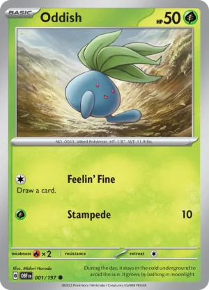 Pokémon TCG SV3: Obsidian Flames 001/197 Oddish Common Ungraded