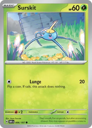 Pokémon TCG SV3: Obsidian Flames 006/197 Surskit Common Ungraded
