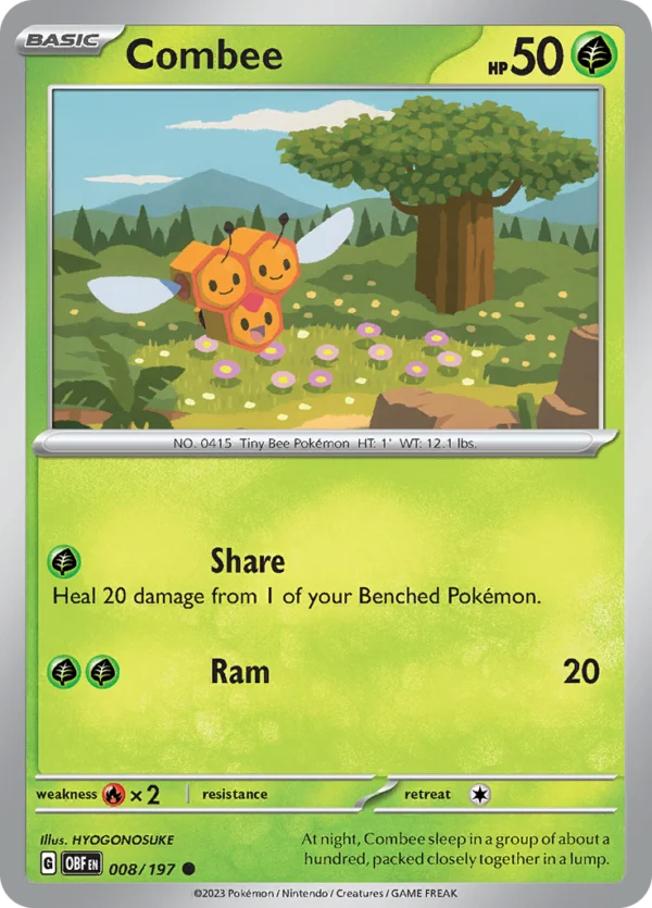 Pokémon TCG SV3: Obsidian Flames 008/197 Combee Common Ungraded