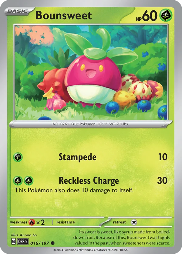 Pokémon TCG SV3: Obsidian Flames 016/197 Bounsweet Common Ungraded