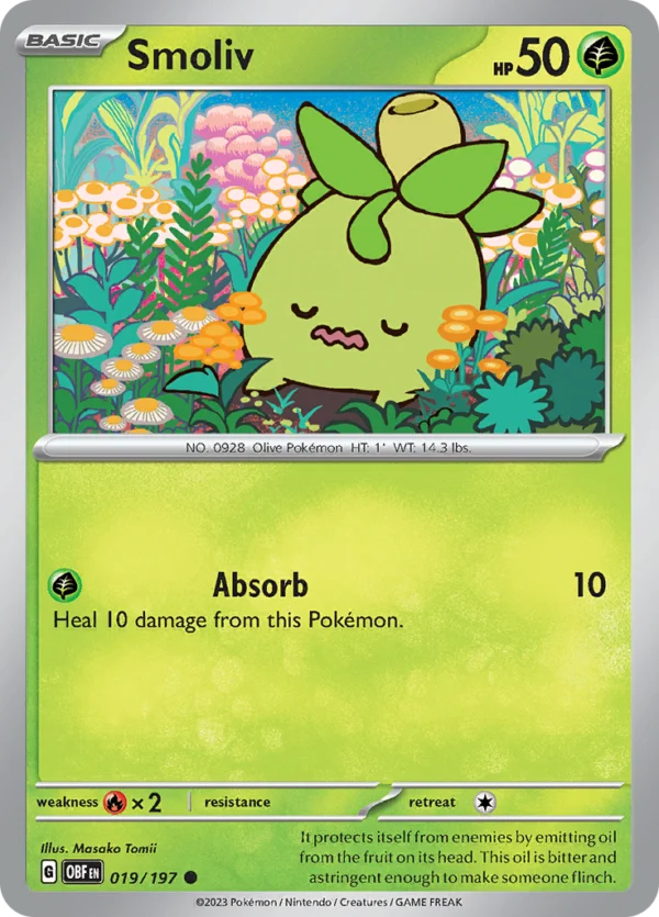 Pokémon TCG SV3: Obsidian Flames 019/197 Smoliv Common Ungraded