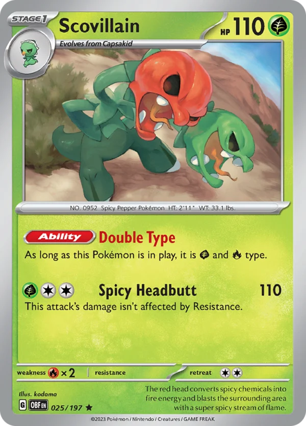 Pokémon TCG SV3: Obsidian Flames 025/197 Scovillain Rare Ungraded