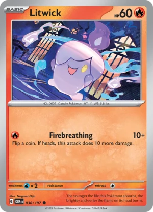 Pokémon TCG SV3: Obsidian Flames 036/197 Litwick Common Ungraded