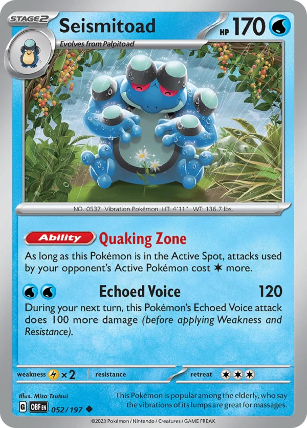 Pokémon TCG SV3: Obsidian Flames 052/197 Seismitoad Uncommon Ungraded