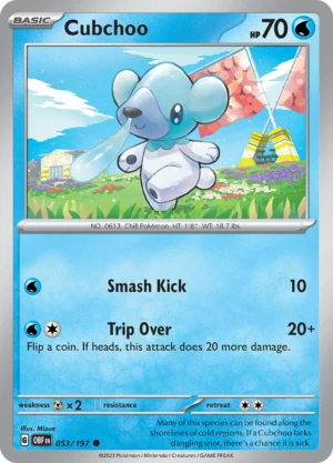 Pokémon TCG SV3: Obsidian Flames 053/197 Cubchoo Common Ungraded