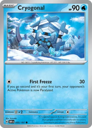 Pokémon TCG SV3: Obsidian Flames 055/197 Cryogonal Common Ungraded