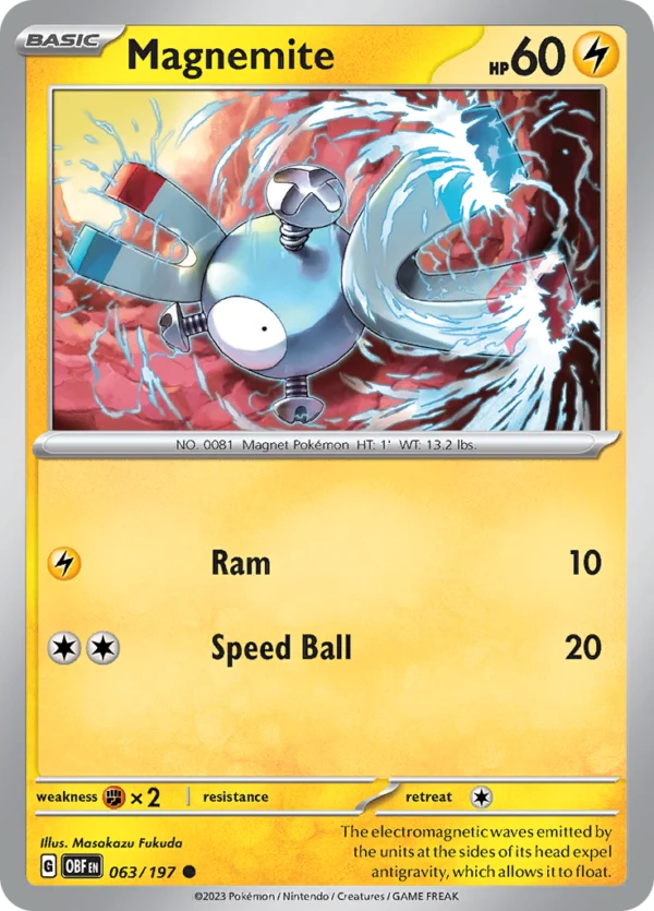 Pokémon TCG SV3: Obsidian Flames 063/197 Magnemite Common Ungraded