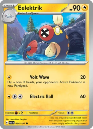 Pokémon TCG SV3: Obsidian Flames 068/197 Eelektrik Common Ungraded