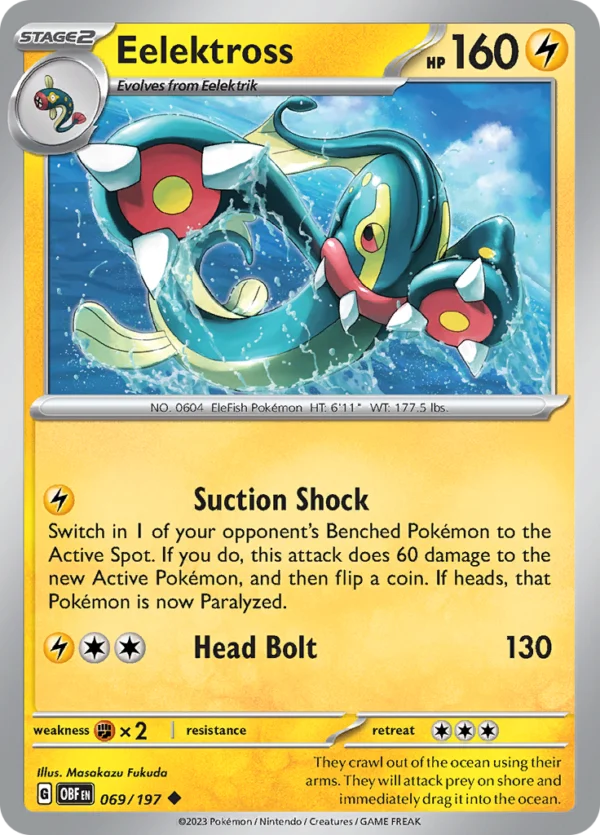 Pokémon TCG SV3: Obsidian Flames 069/197 Eelektross Uncommon Ungraded