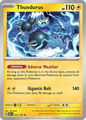 Pokémon TCG SV3: Obsidian Flames 070/197 Thundurus Rare Ungraded