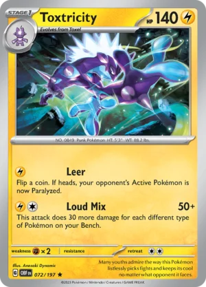 Pokémon TCG SV3: Obsidian Flames 072/197 Toxtricity Rare Ungraded