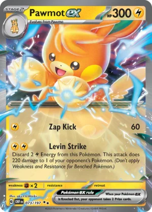 Pokémon TCG SV3: Obsidian Flames 073/197 Pawmot ex Double Rare Ungraded