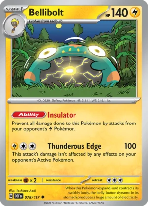Pokémon TCG SV3: Obsidian Flames 078/197 Bellibolt Uncommon Ungraded