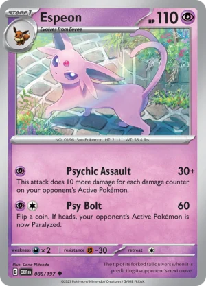 Pokémon TCG SV3: Obsidian Flames 086/197 Espeon Uncommon Ungraded