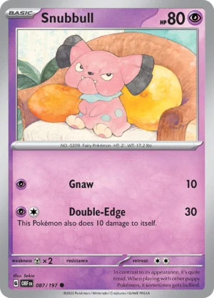 Pokémon TCG SV3: Obsidian Flames 087/197 Snubbull Common Ungraded