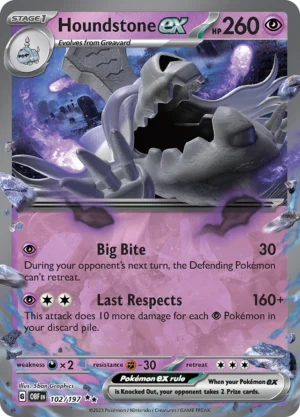 Pokémon TCG SV3: Obsidian Flames 102/197 Houndstone ex Double Rare Ungraded